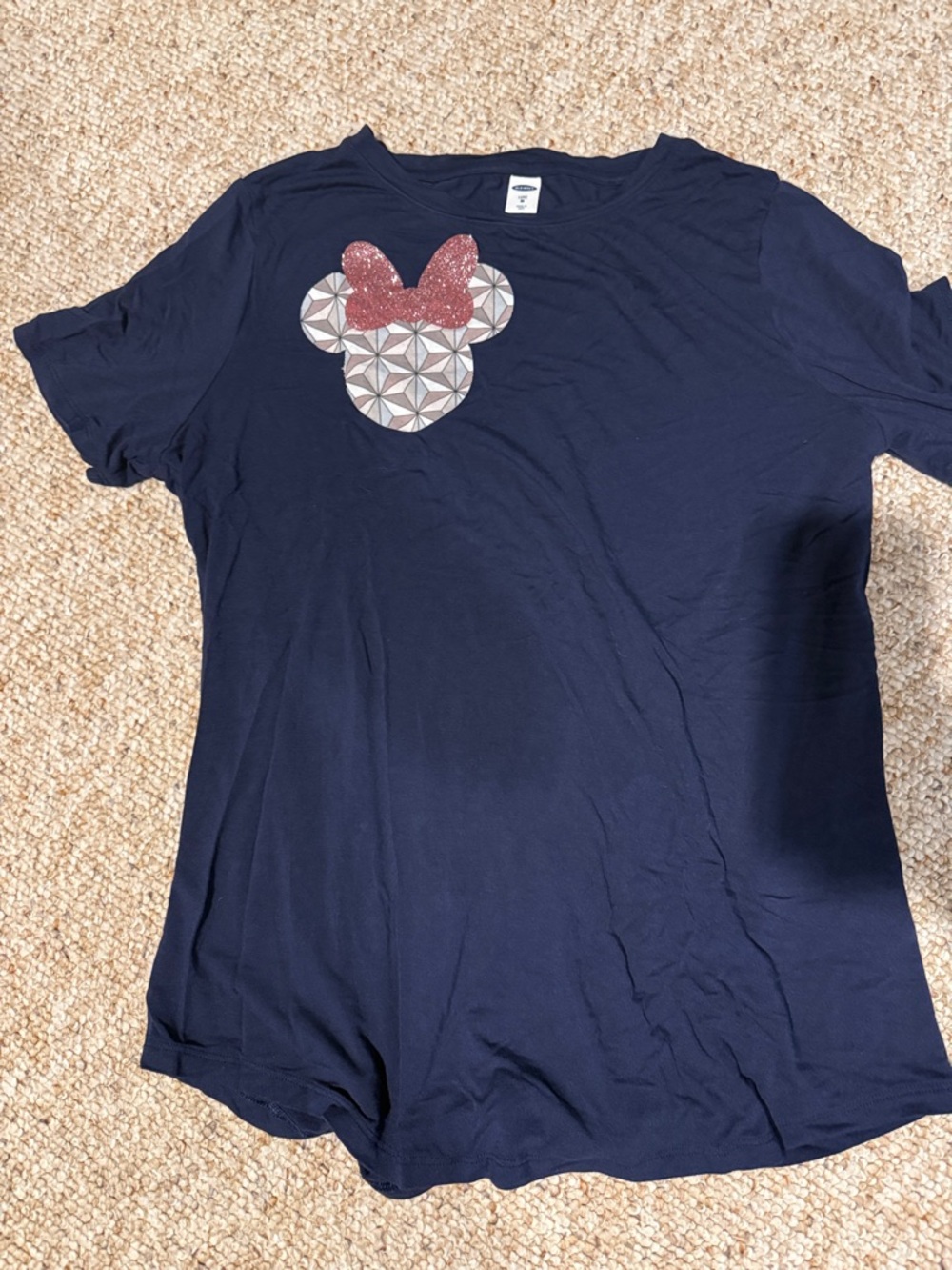 Navy blue Tee with Glitter Pink Bow Minnie Epcot